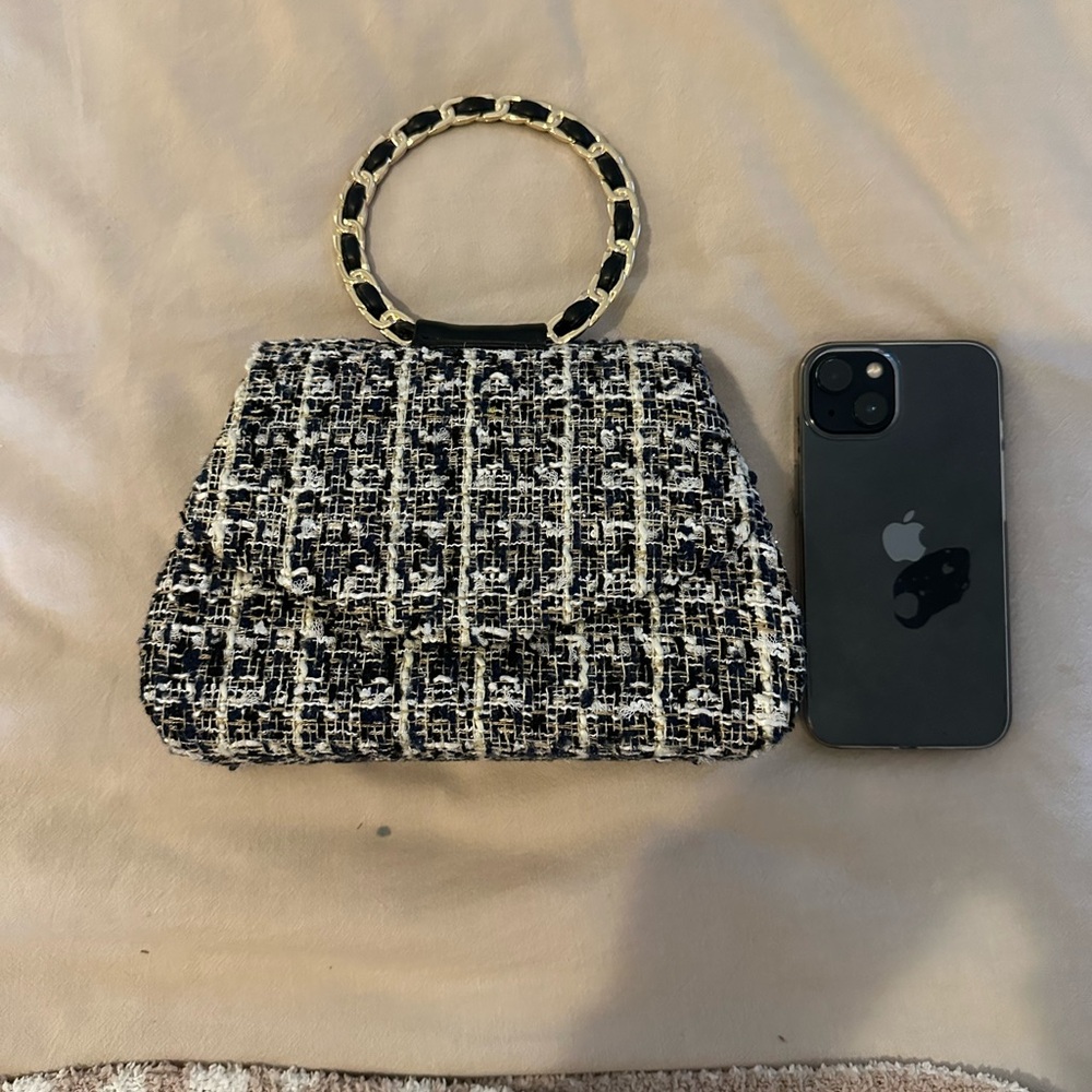 Black and White Houndstooth Purse